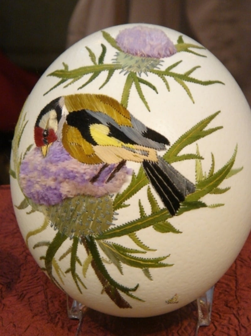 krasliceSilk Embroidered Easter Egg from Elizabeth Klein, France